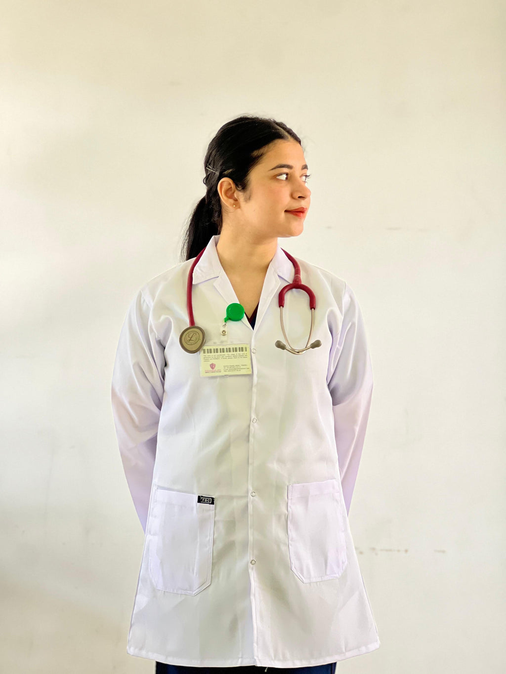 Premium Wrinkle Free Female Back Belt Lab coat