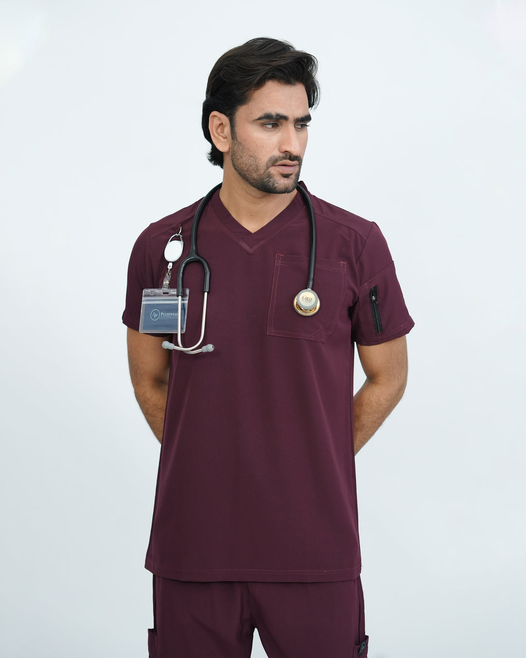 Deep Maroon Men's Prestige™ Scrubs Set
