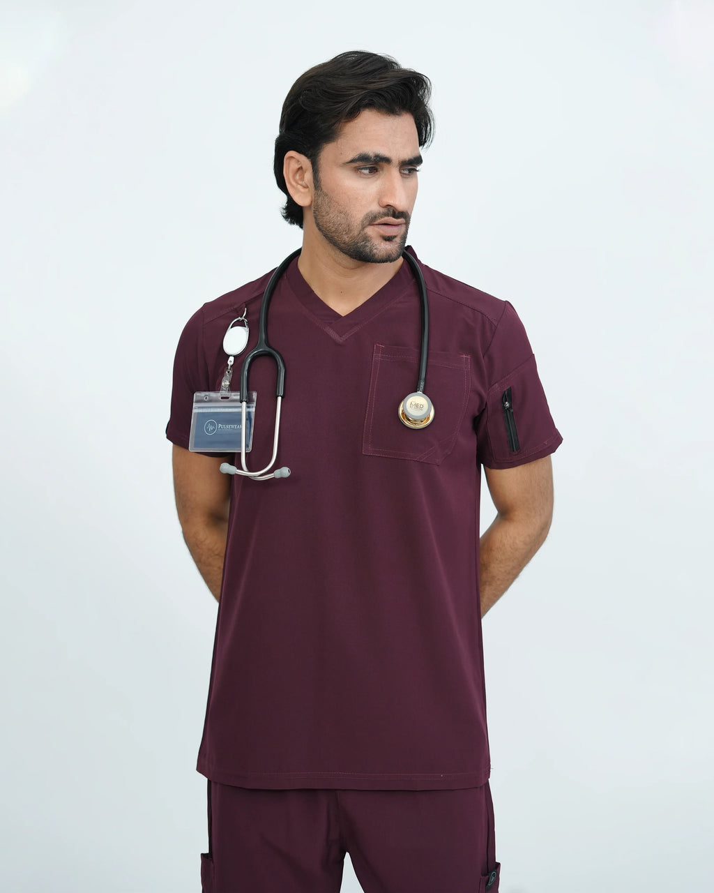 Deep Maroon Men's Prestige™  Scrub Top